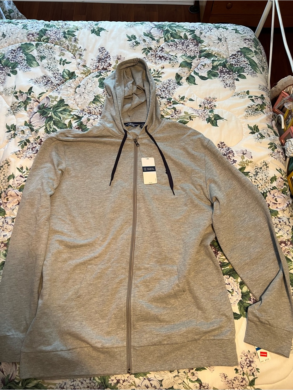 NWT Men's Izod Hoodie Jacket Size XL Tall Gray Large Full Zip Gray Heather